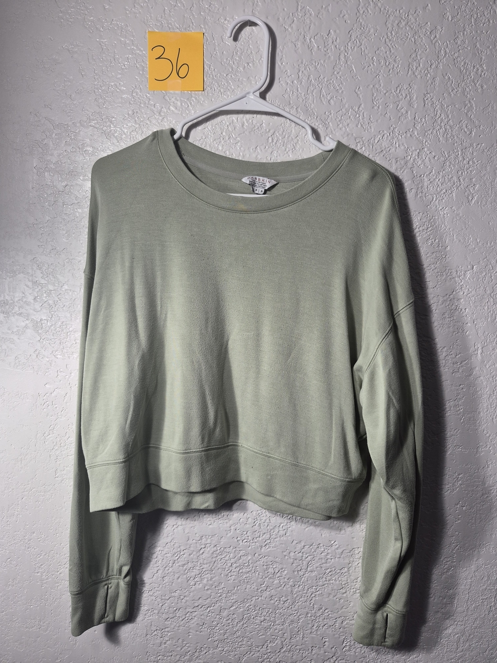 Danskin Sage Green Cropped Crewneck Sweatshirt - S